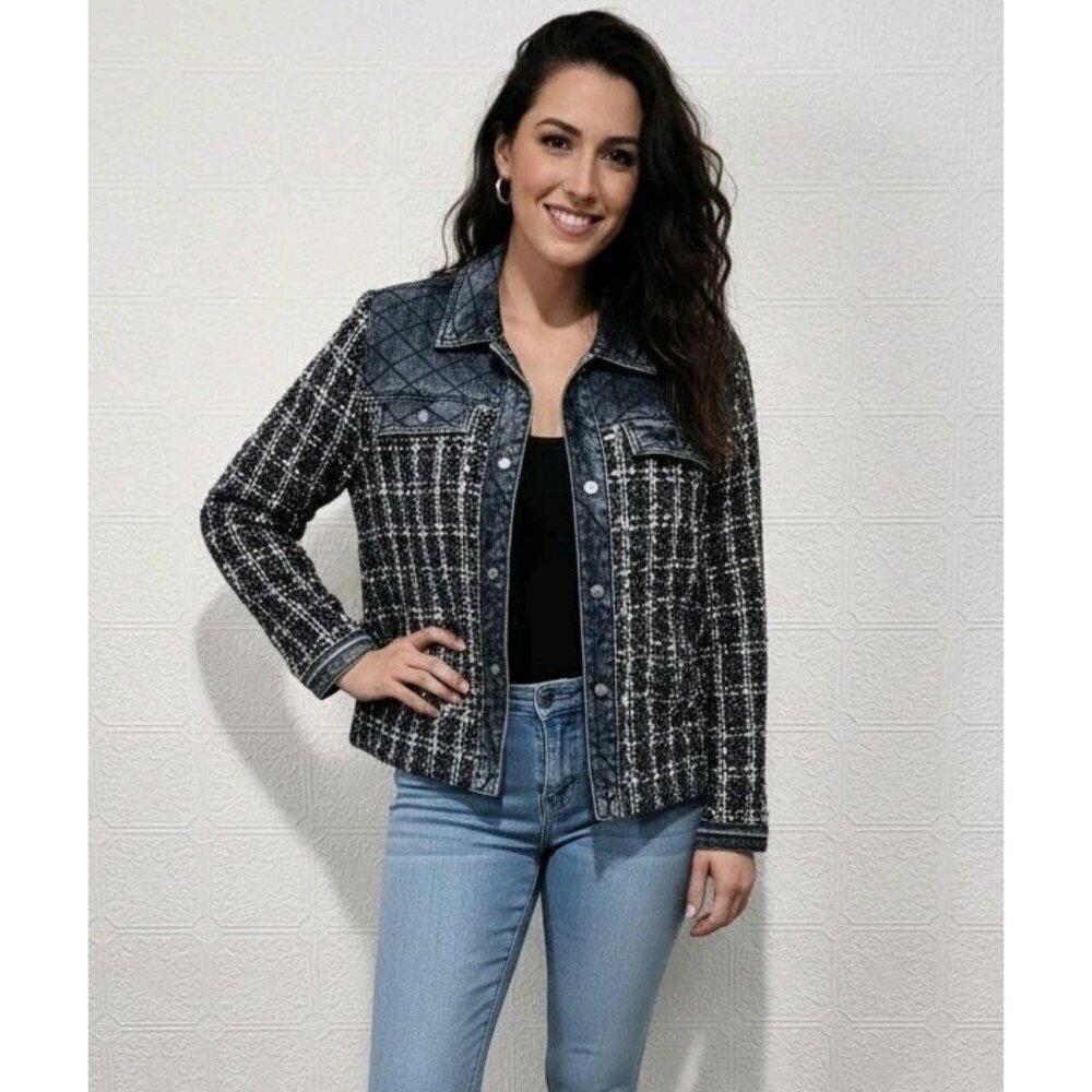 FDJ Mixed Media Tweed Denim Jacket